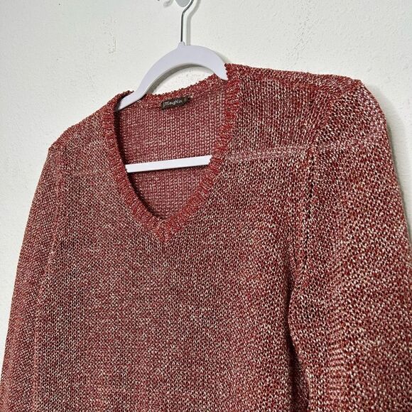 J McLaughlin Women’s Red V Neck Linen Knit‎ Pullover Sweater Size S - Picture 2 of 13